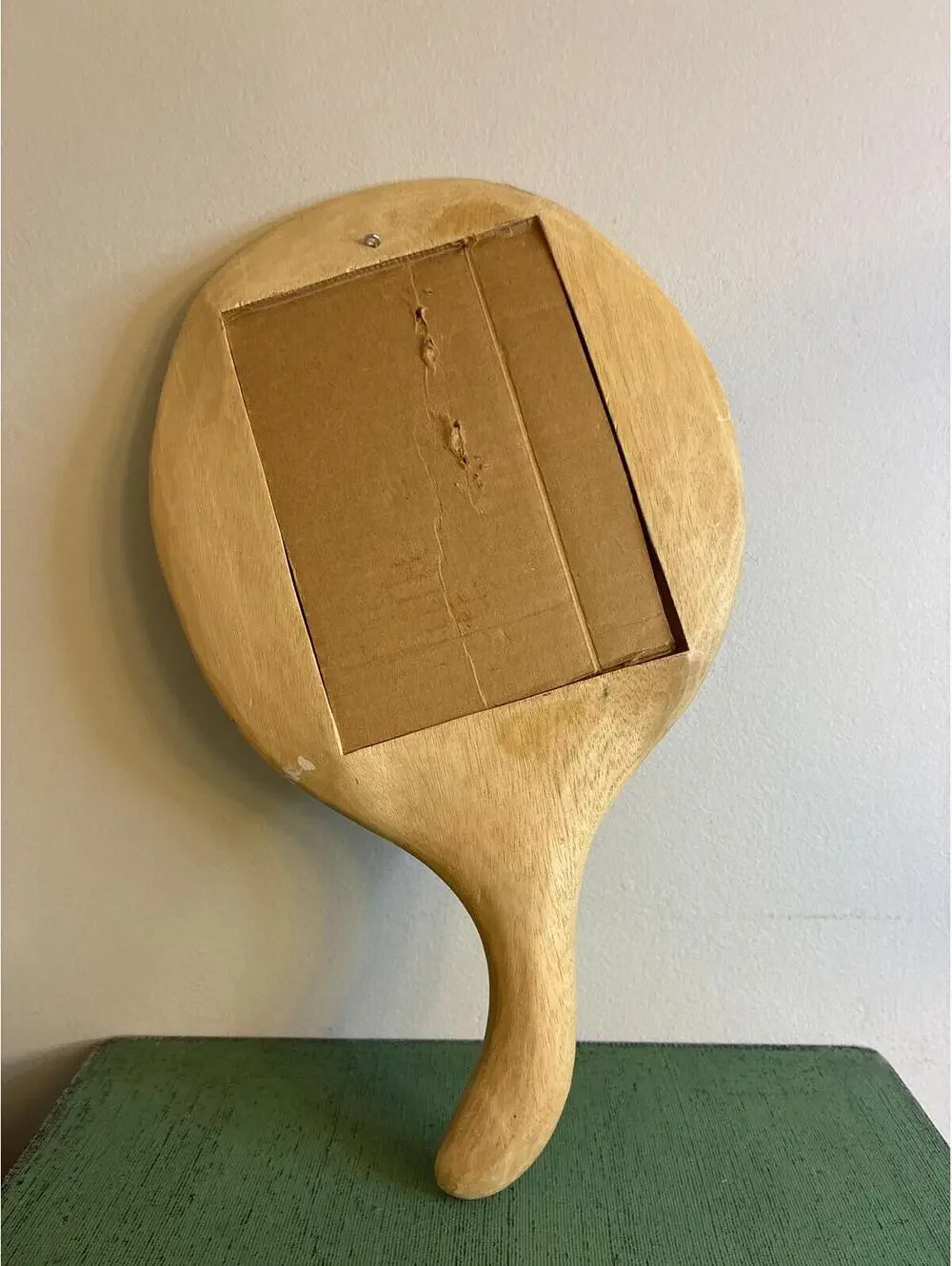 Vintage Hand Carved Flamingo Hibiscus Wood Vanity Mirror Tropical Decor